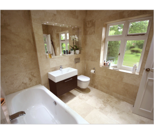 An inset heated mirror adds to the luxury - especially with the independently switched LED accent lighting.